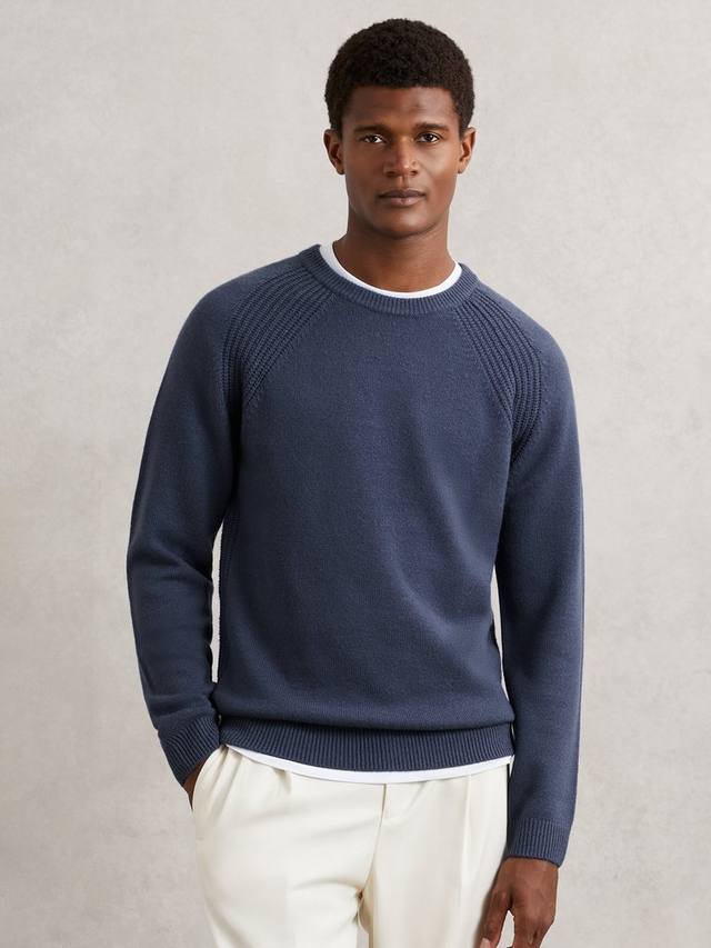 

Фултон свитер из шерсти с круглым вырезом Reiss, Oceanic Blue