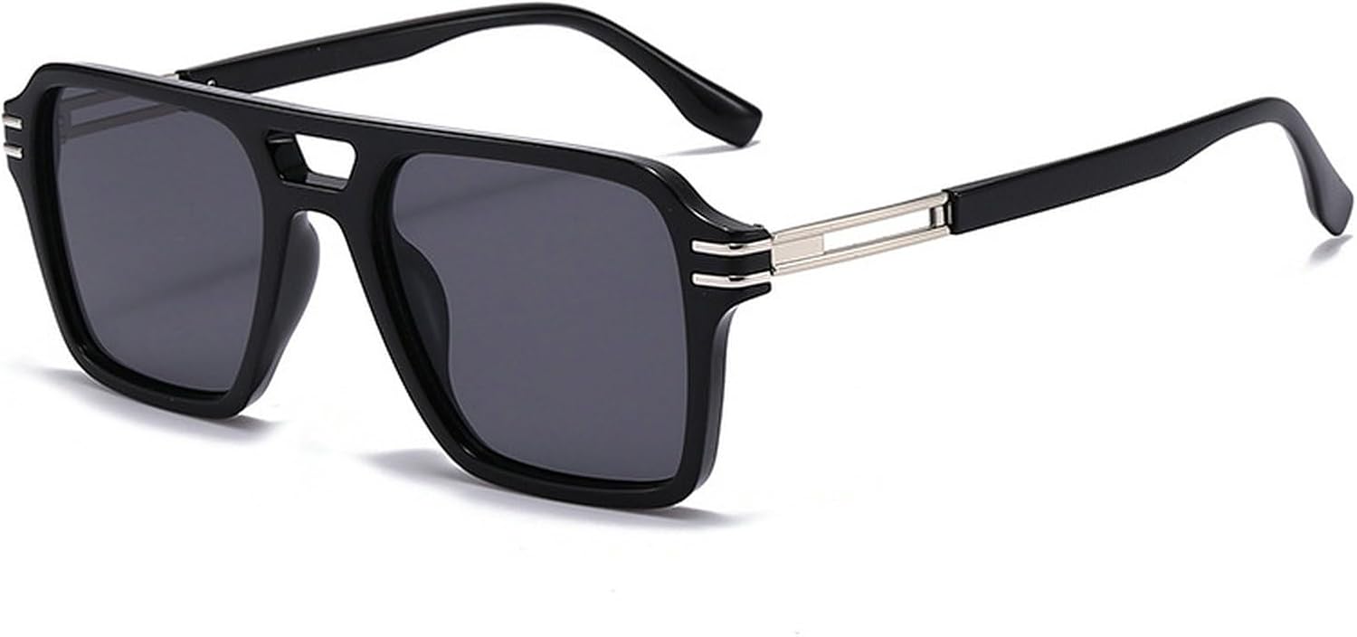 

Ретро-солнцезащитные очки-пилот для женщин, винтажные, с двойной перемычкой, металлическая оправа, защита от УФ-излучения, модные мужские квадратные солнцезащитные очки mincl, C8