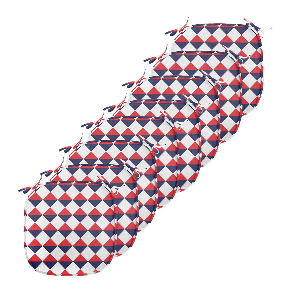 

Подушки на обеденный стул ABAKUHAUS Americana, красные полутреугольники, декоративная водонепроницаемая подушка с ремнями для кухонных сидений, 40 см x 40 см — упаковка из 8 шт., красный, темно-синий и белый