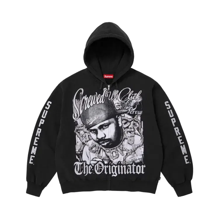 Толстовка на молнии с капюшоном Supreme x Dj Screw, черный