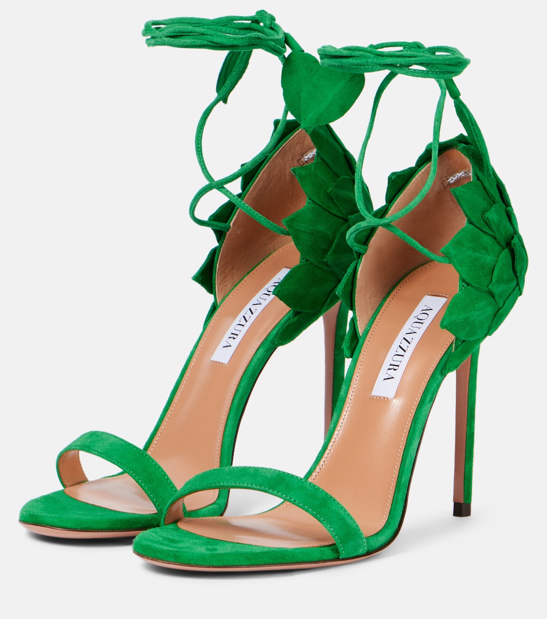 Замшевые сандалии Hibiscus 105 Aquazzura, Rich Emerald — фото 4