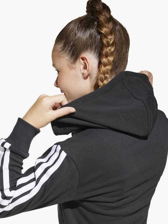 Детская толстовка adidas Essentials с капюшоном и молнией из хлопковой смеси adidas, Black/White — фото 4