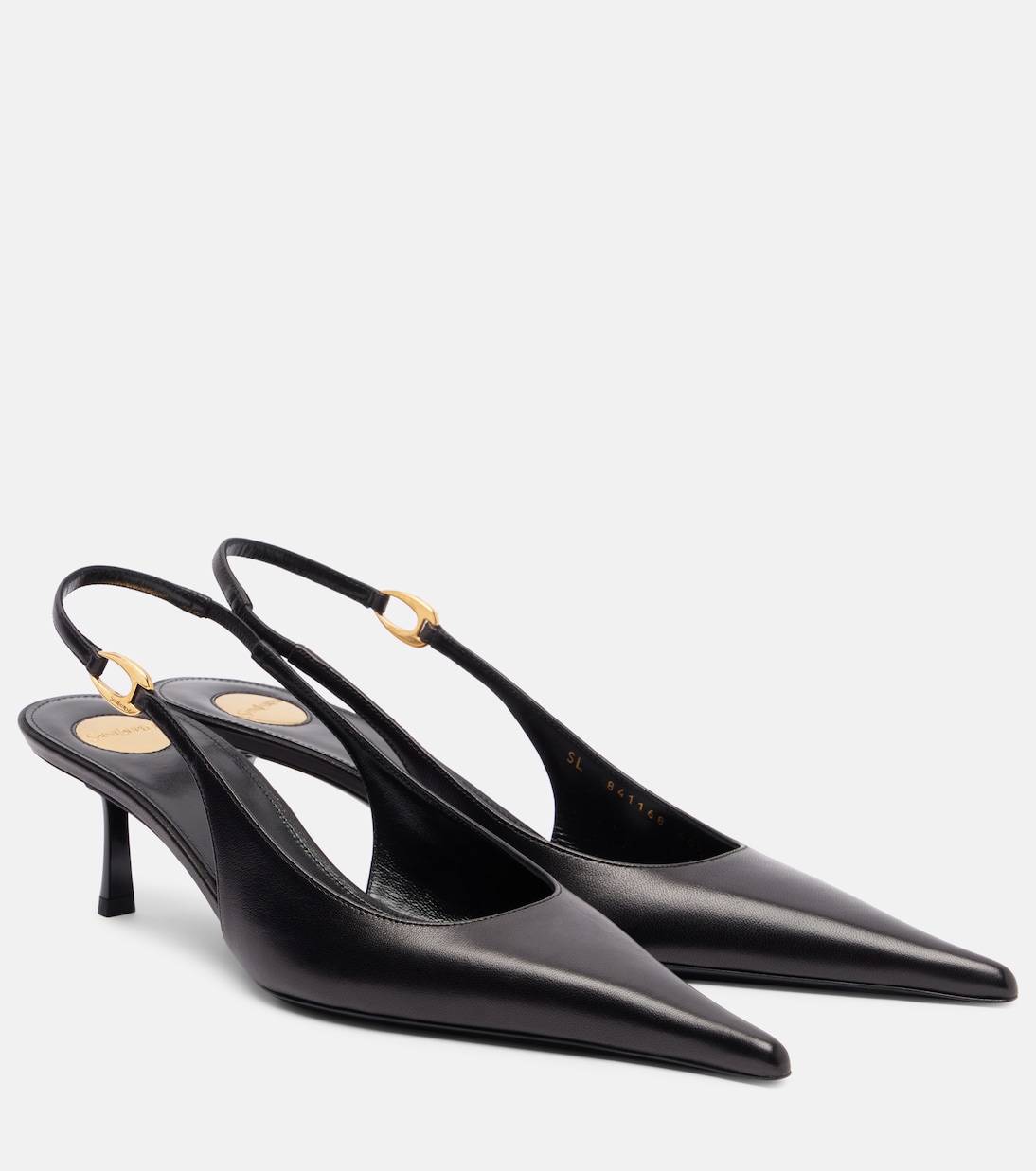 Туфли-лодочки Vendome 50 на ремешке из кожи Saint Laurent, нуар