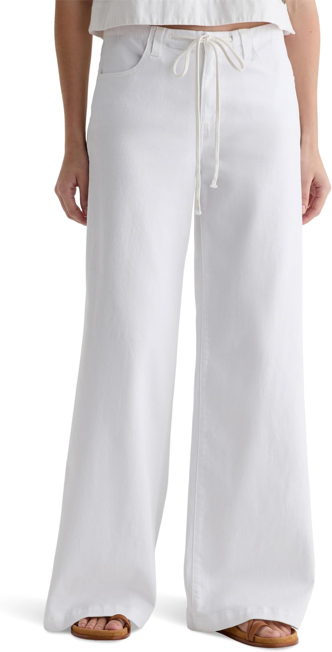 

Брюки AG Jeans Stella Mid-Rise Cinched Wide Leg Palazzo in White, White