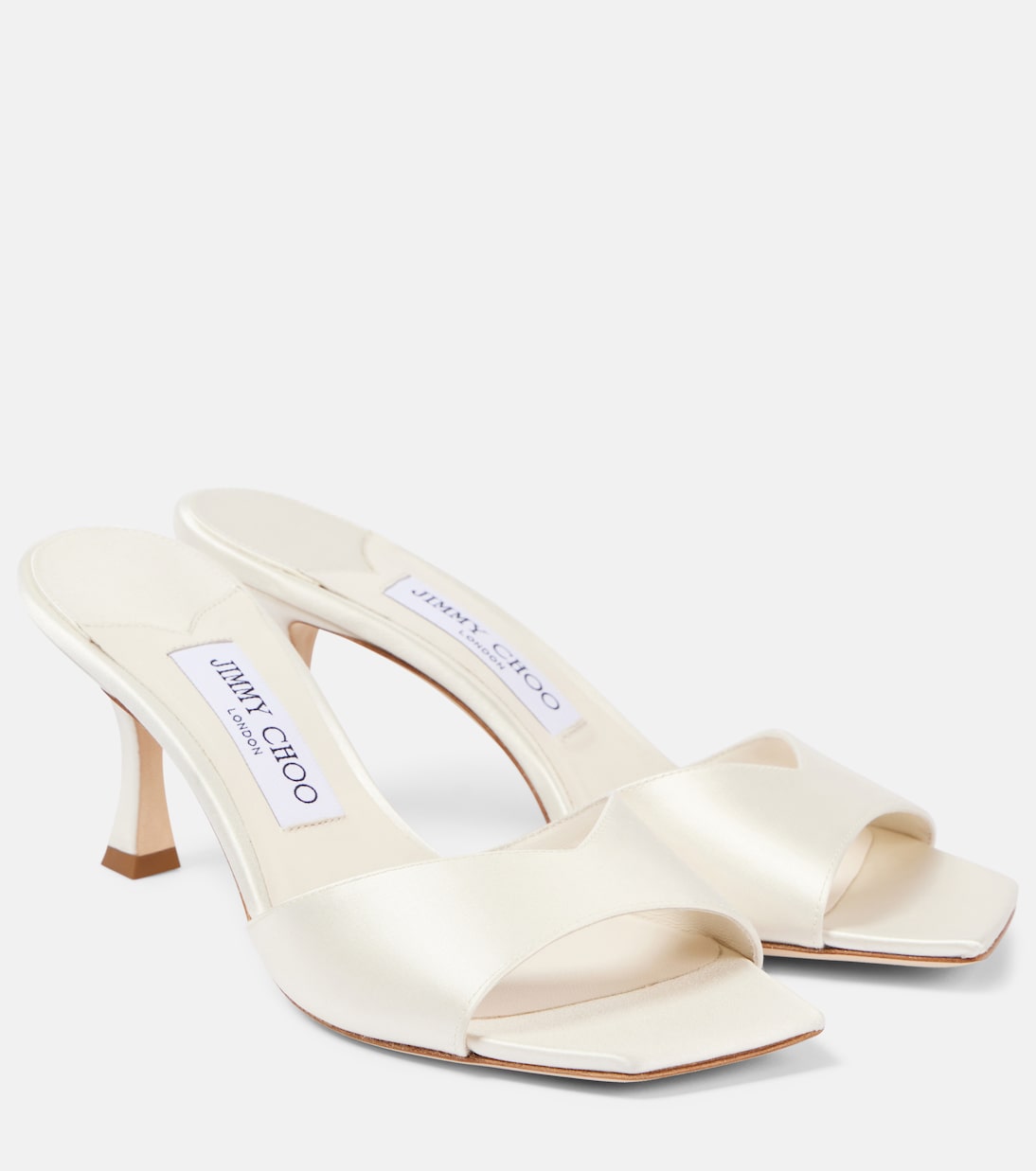 Сабо Skye 70 из сатина Jimmy Choo, слоновая кость