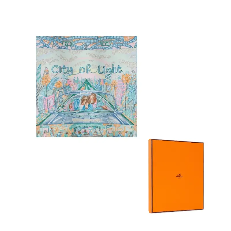 

HERMES Шарф из шелковичного шелка Mulberry для женщин, цвет Denim Blue/Rose/Verona Green