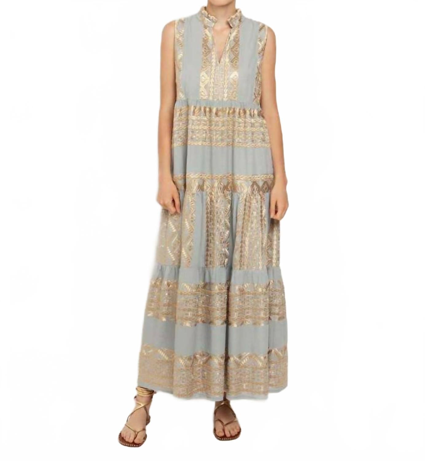 

Ава Макси-платье в цвете небо/золото Greek Archaic Kori