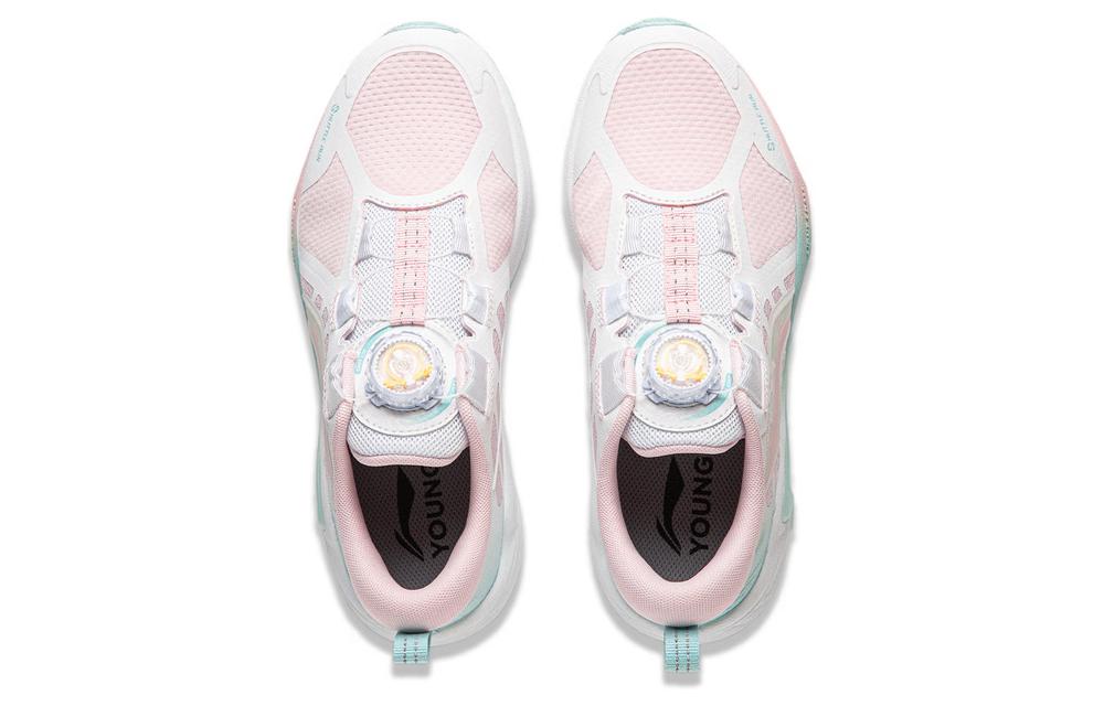 LINING YOUNG Кроссовки для бега Vermilion Bird 1.0 с амортизацией Rebound Low Top для детей, белые, розовые — фото 4