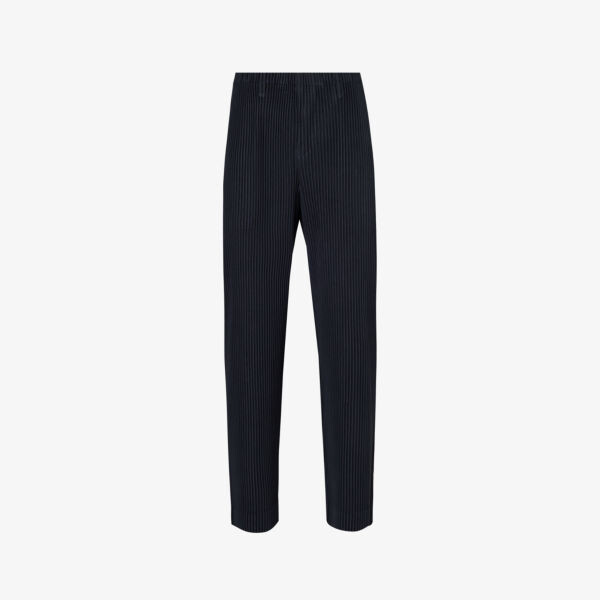 

Базовые трикотажные брюки прямого кроя со складками Homme Plissé Issey Miyake, темно-синий
