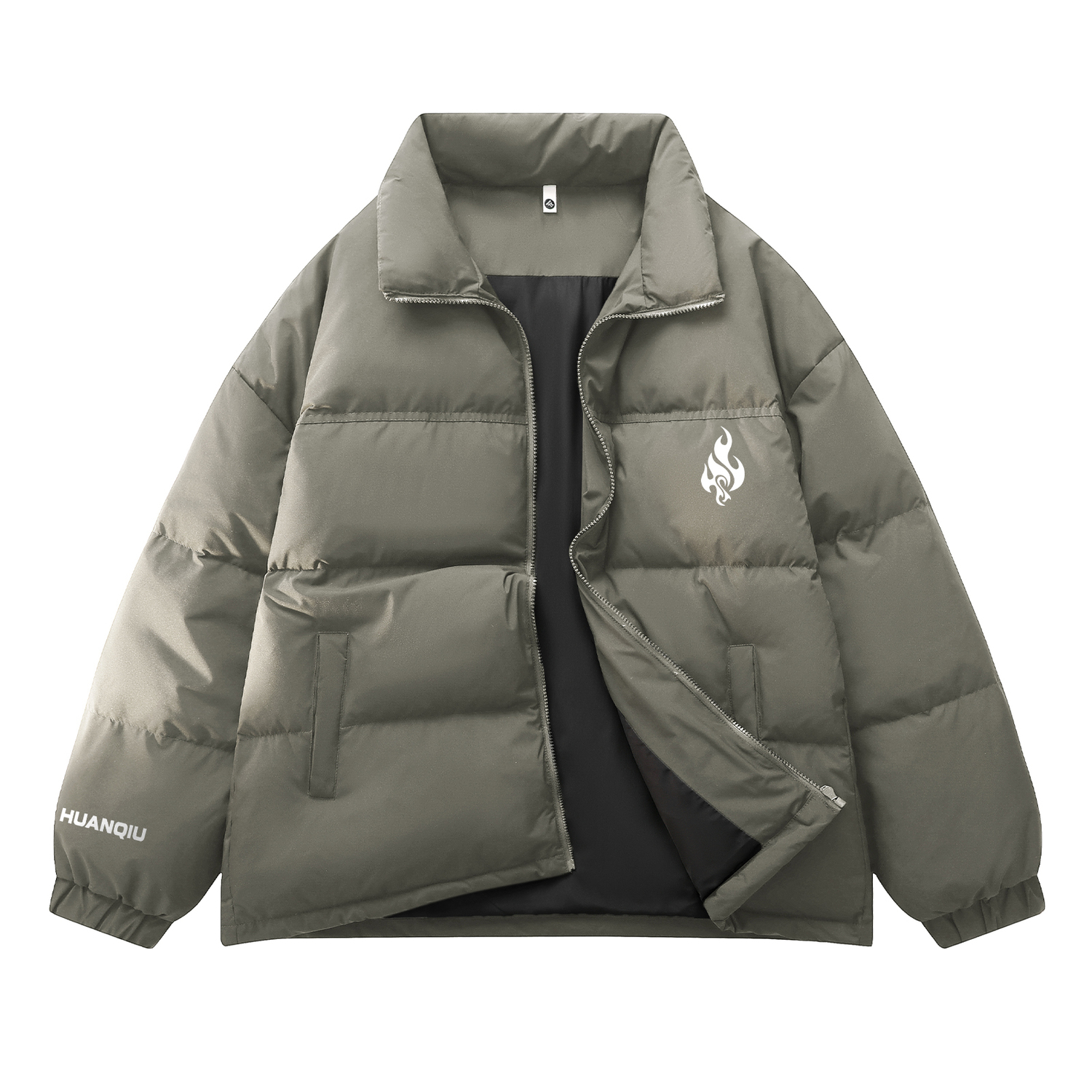

Пуховик Unisex с воротником стойкой утепленный HUANQIU, серый зеленый