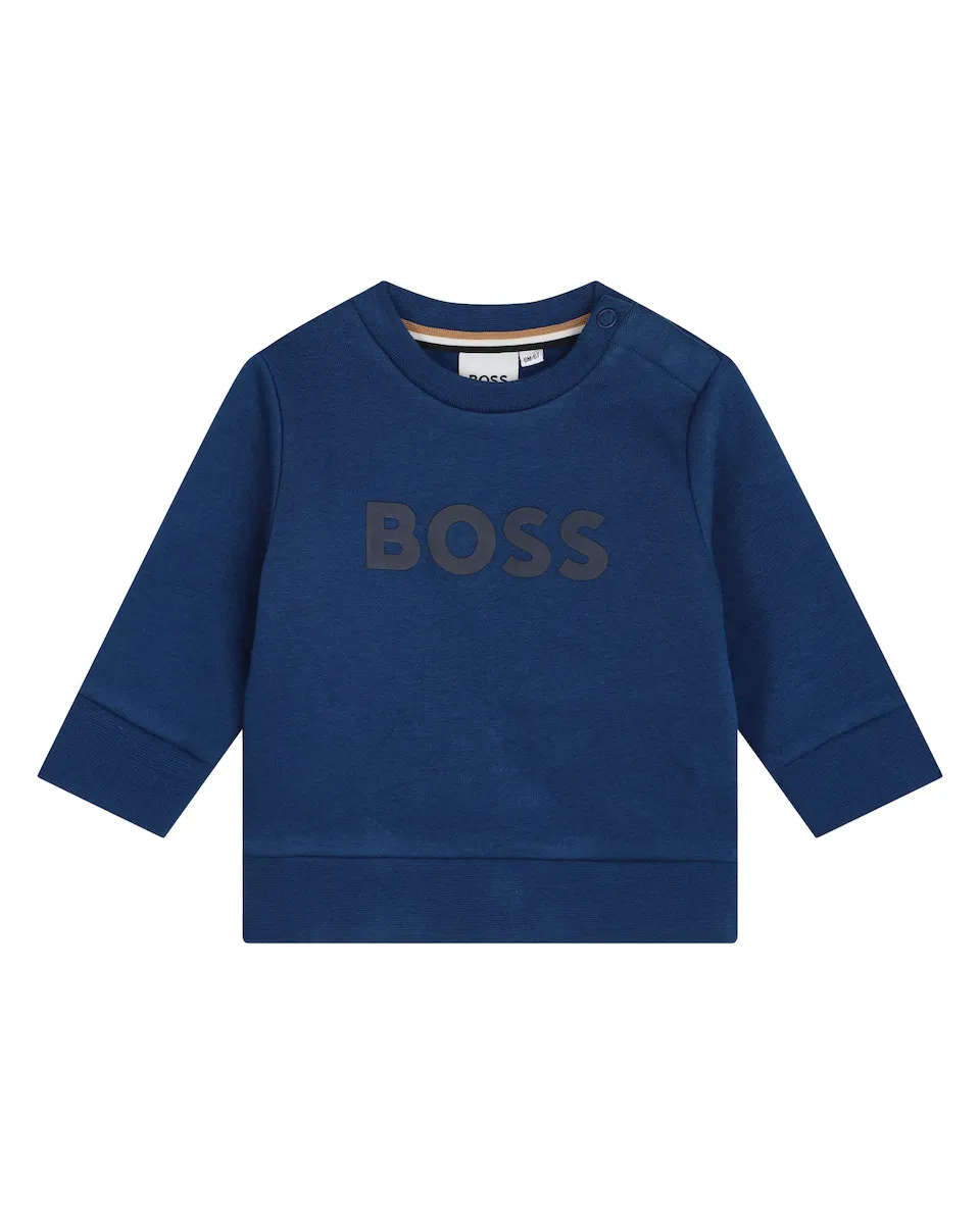 

Толстовка для мальчика с круглым вырезом и логотипом спереди BOSS Kidswear, темно-синий