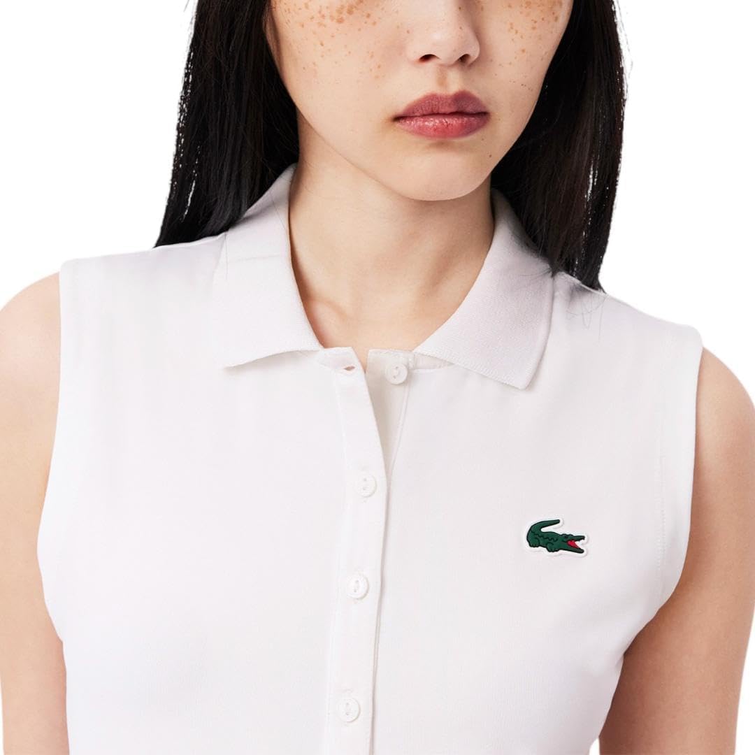 Поло Lacoste для гольфа White, облегающая, с защитой от ультрафиолета — фото 2