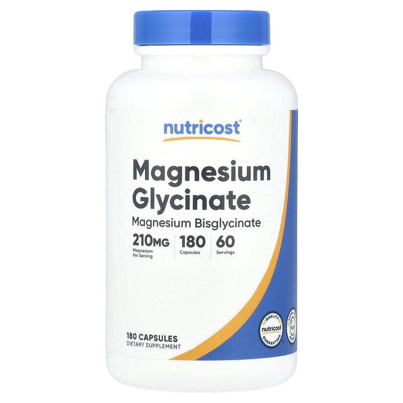 

Nutricost, Глицинат магния, 210 мг, 180 капсул (70 мг в каждой капсуле)