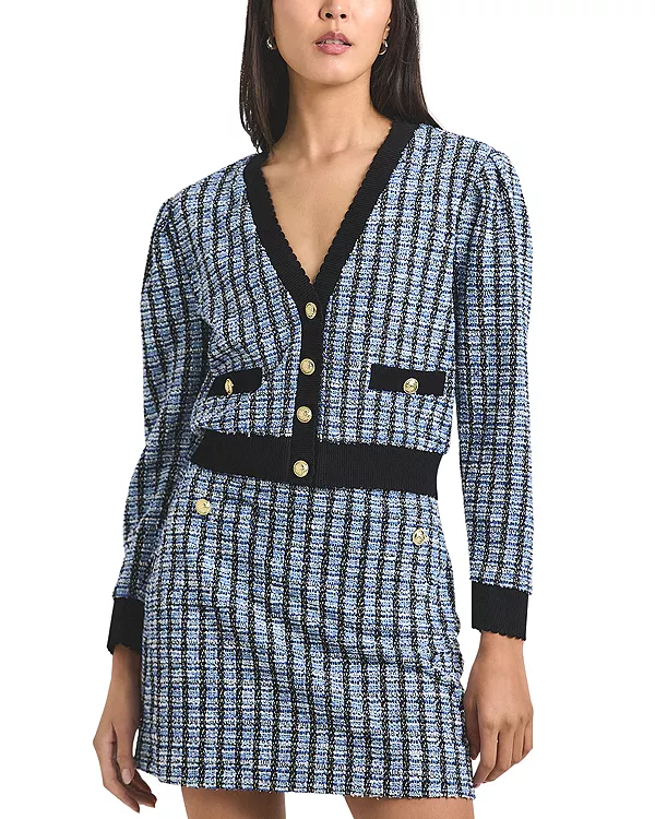 

Твидовая мини-юбка Alira стрейч Derek Lam 10 Crosby, синий