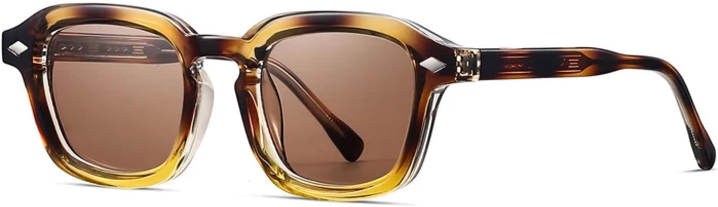 

Модные женские солнцезащитные очки класса люкс в стиле ретро с заклепками, мужские очки с прозрачными линзами цвета океана, защита от УФ-излучения UV400, трендовые панк-солнцезащитные очки TVTBBVV, Amber Tea