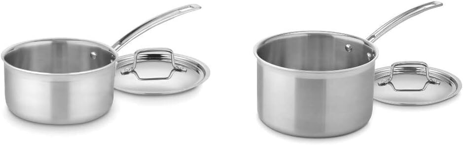 

Cuisinart Multi Clad Pro Кастрюля из нержавеющей стали на 2 литра с крышкой и MCP194-20N Multi Clad Pro Кастрюля из нержавеющей стали на 4 литра с крышкой, Stainless Steel