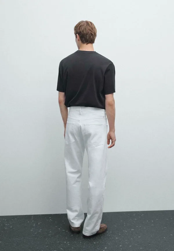 Свободная футболка с коротким рукавом и круглым вырезом, базовая модель. Massimo Dutti, Black Denim — фото 3