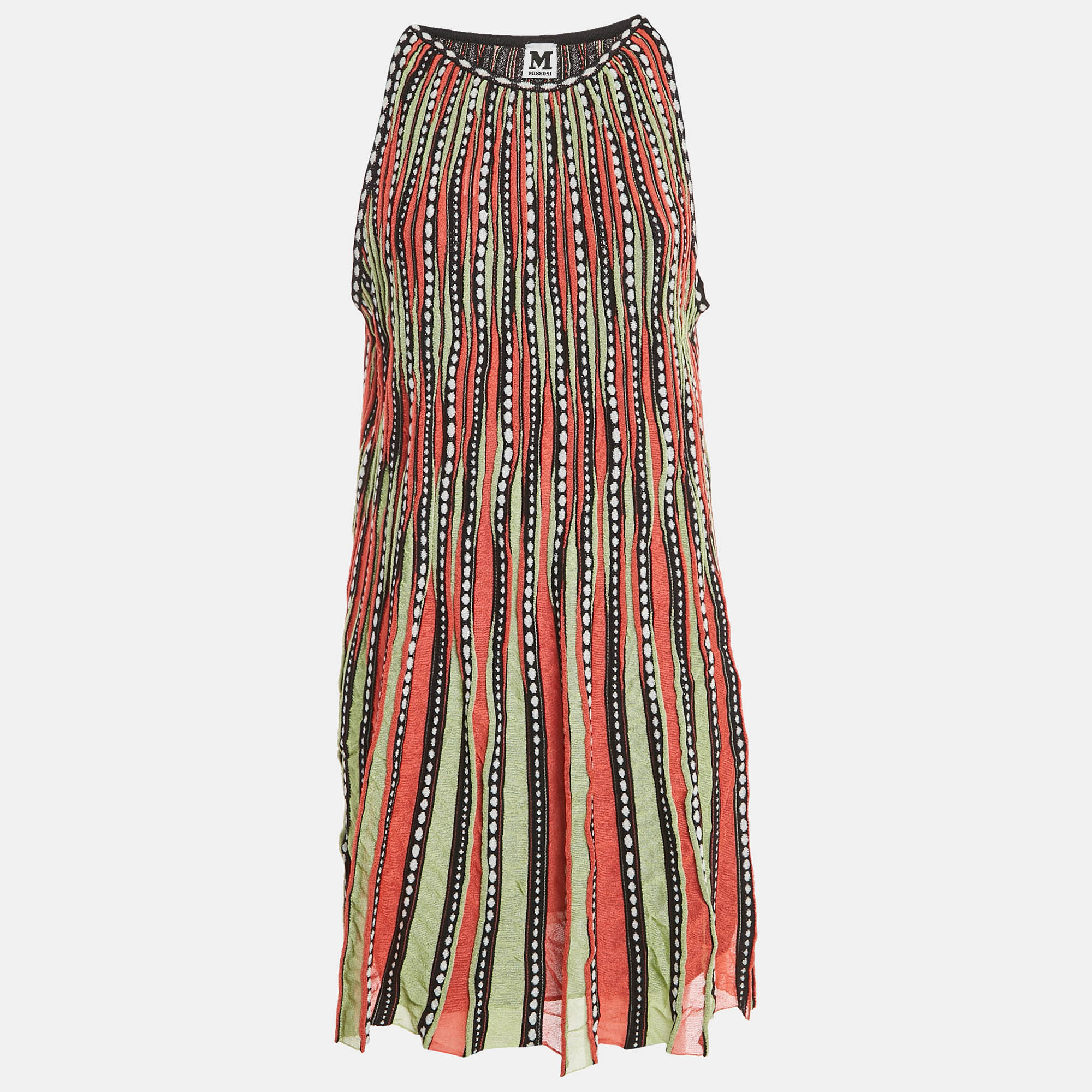 

M Missoni Мини-платье без рукавов Missoni из вязаного трикотажа с разноцветным узором