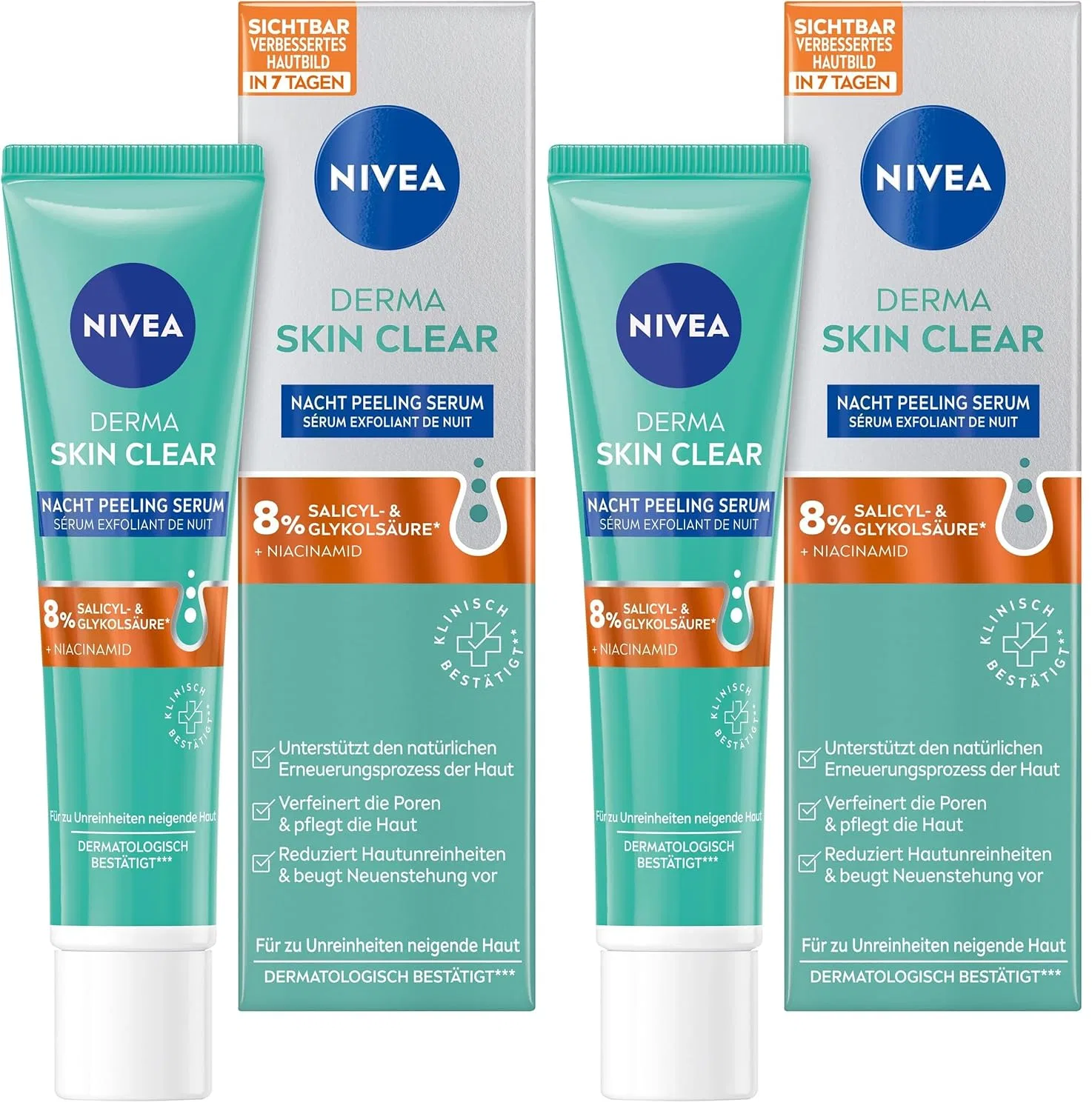Гель для умывания Nivea — Ночная отшелушивающая «Derma Skin Clear» с AHA и BHA от, 40 мл