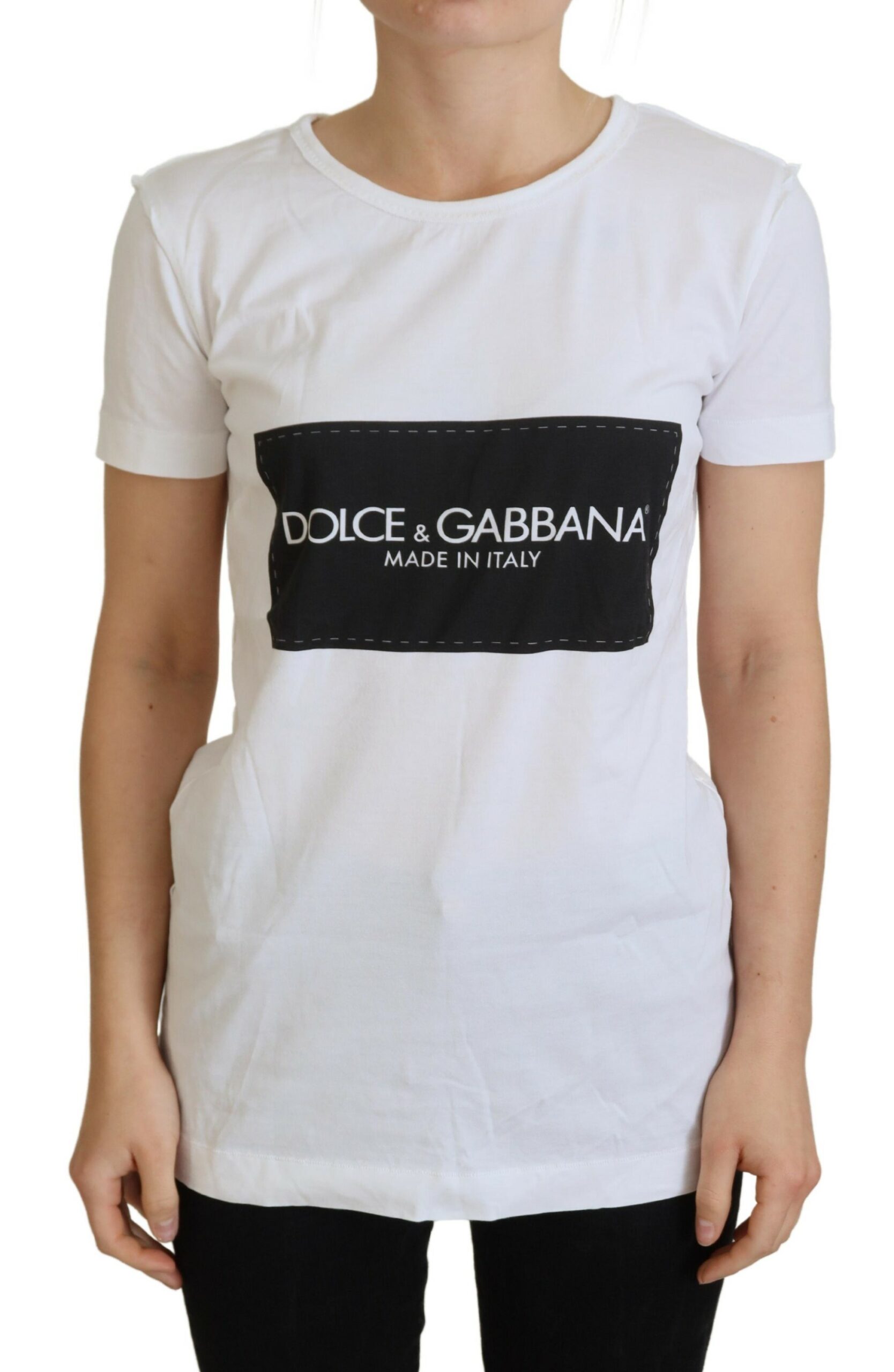 

Шикарная однотонная футболка с круглым вырезом Dolce & Gabbana, белый