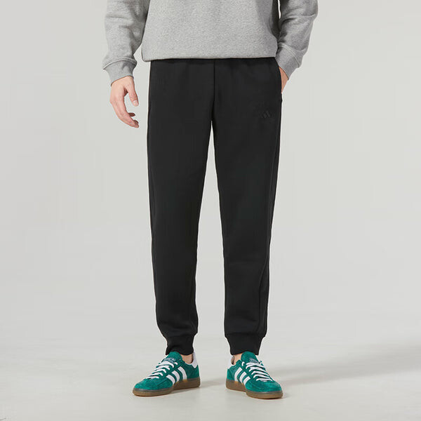Брюки Essentials флисовые брюки с 3 полосками и зауженными манжетами Adidas, черный — фото 3