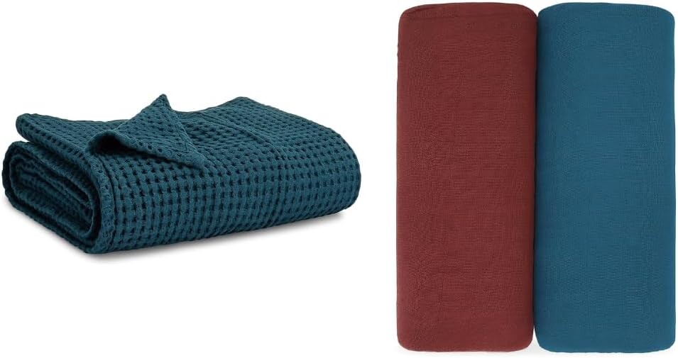 

Одеяло Comfy Cubs из 100% хлопка вафельного переплетения и 2 комплекта муслиновых пеленальных одеял в комплекте