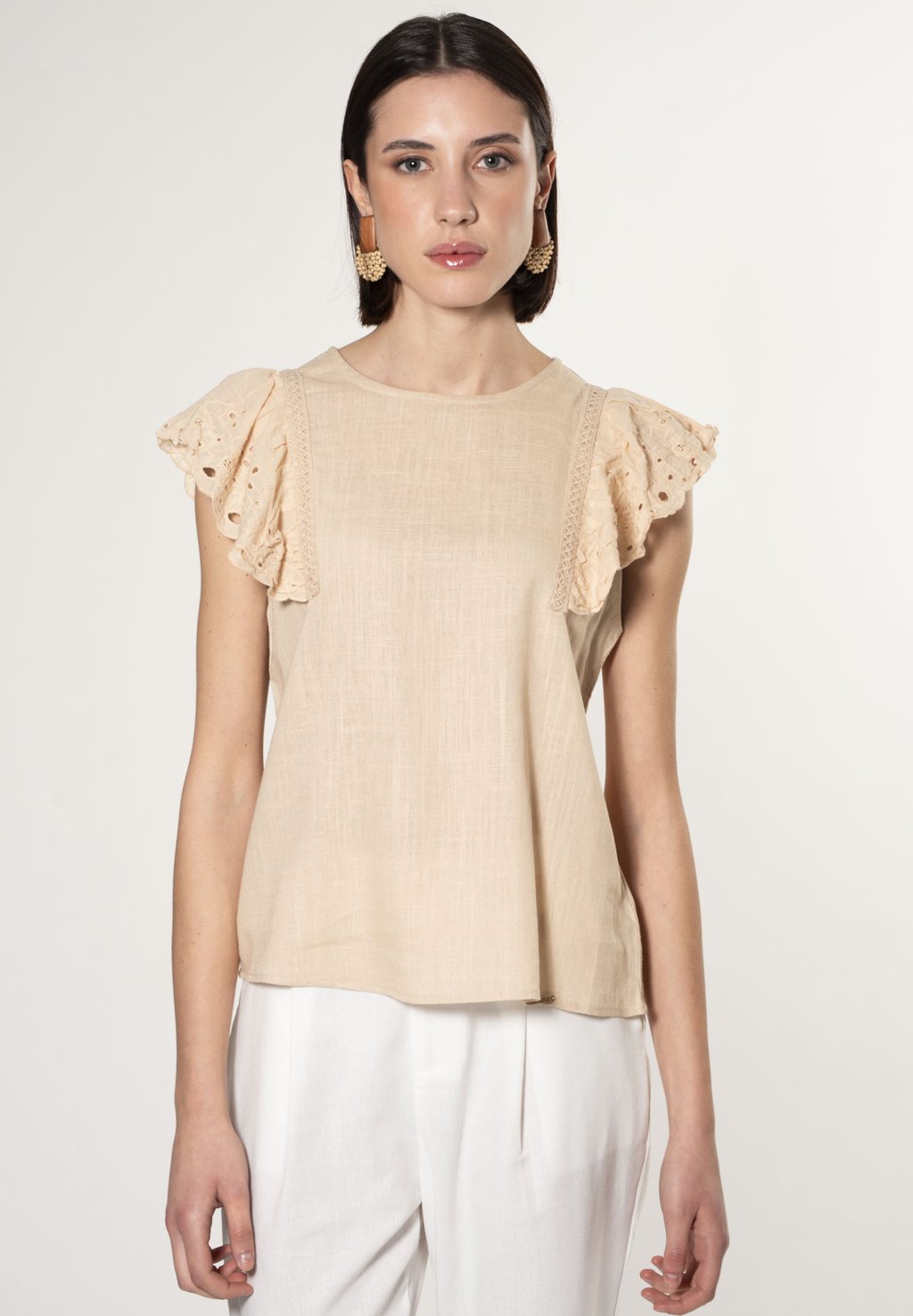 

Блуза BRODERIE SLEEVES INFLUENCER, бежевый