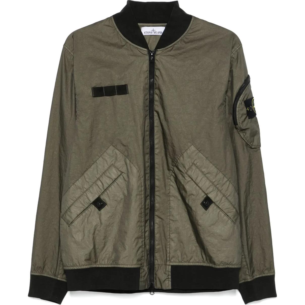 

Бомбер с лого-патчем на молнии STONE ISLAND, зеленый