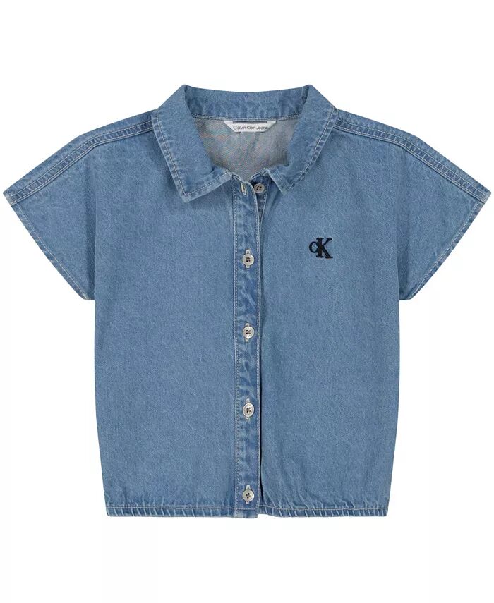 

Джинсовая рубашка с эластичным низом для больших девочек Calvin Klein