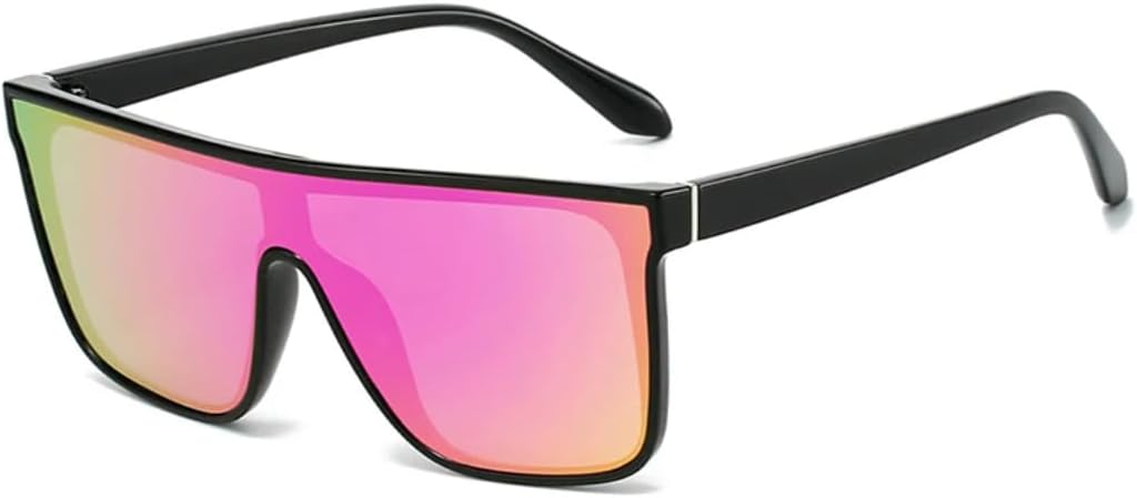 

Модные квадратные спортивные солнцезащитные очки для мужчин и женщин в винтажном стиле с зеркальными линзами и защитой от УФ-излучения UV400 TVTBBVV, Black Pink Mirror