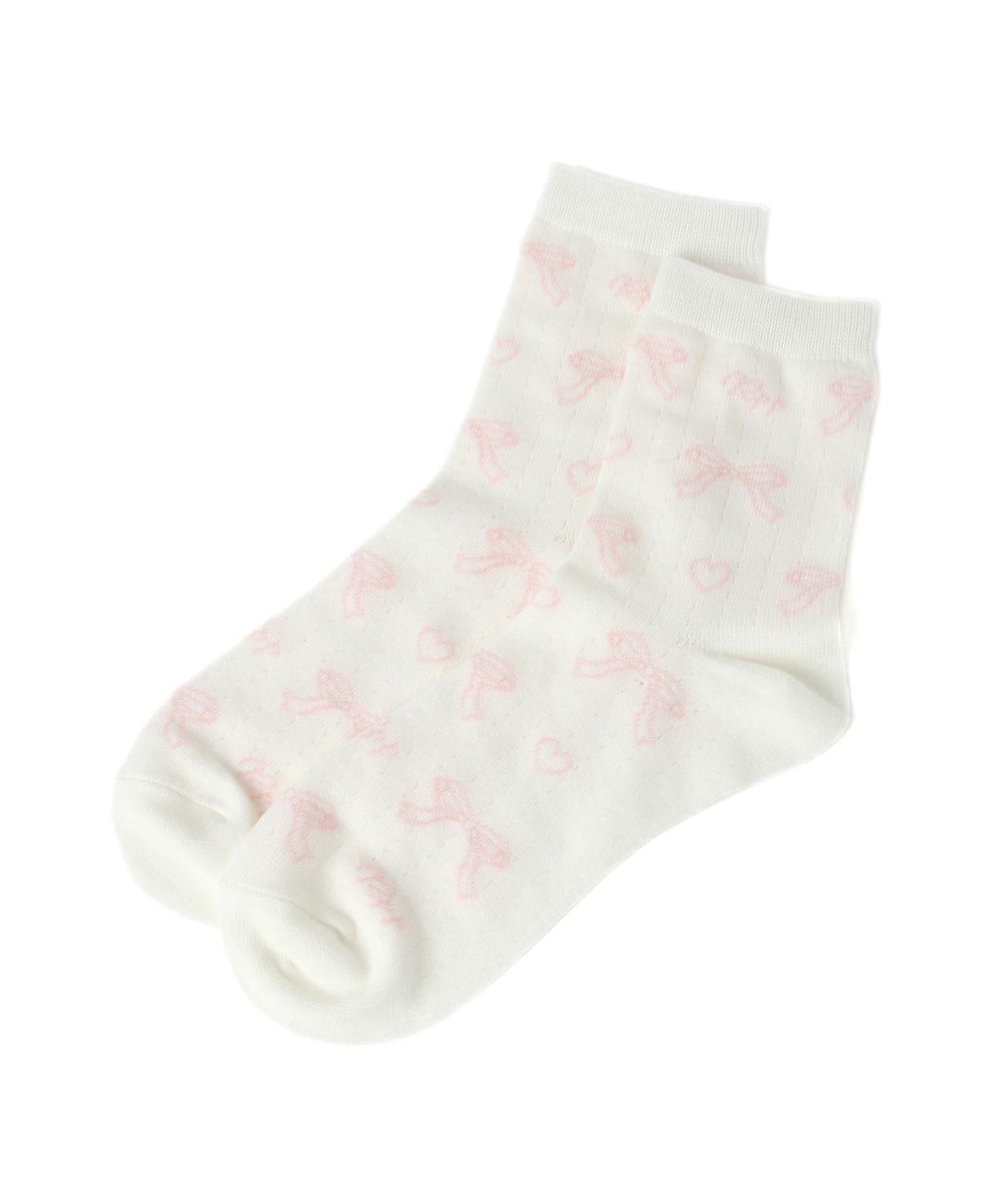 Носки Skashiami Ribbon Crew Socks Repipi armario, White x Pink 01