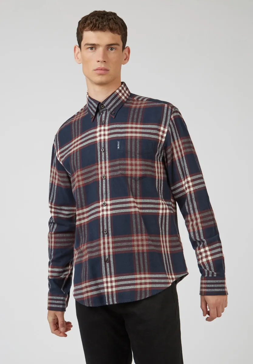 

Рубашка Ben Sherman с длинными рукавами "Oversized Brushed Check", планка с пуговицами на 3 пальца, цвет Midnight