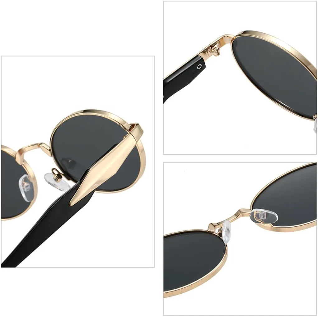 

Ретро-модные круглые солнцезащитные очки для женщин и мужчин, классические очки с защитой от УФ-излучения UV400 для активного отдыха на природе VFDHN, Golden Black