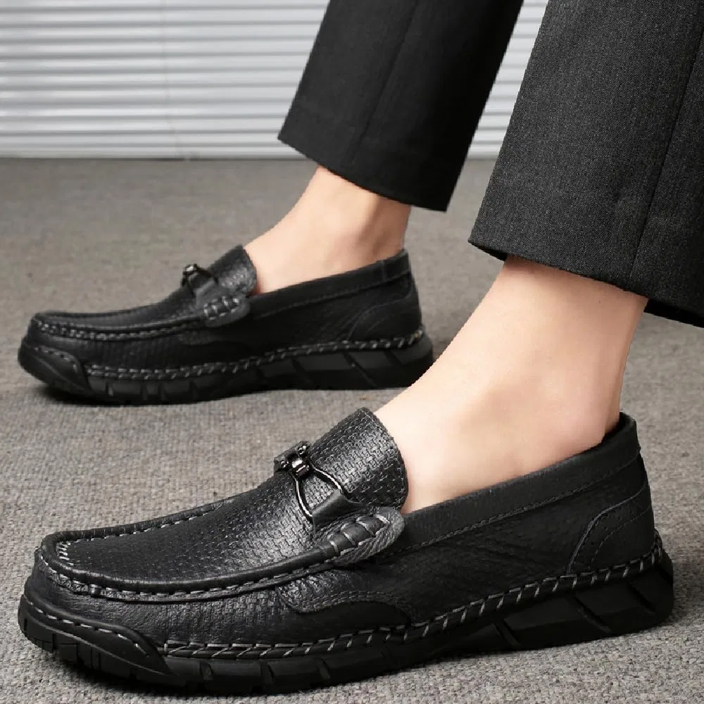 Лоферы кожаные Vintage Men's Genuine Leather Loafers, черный Asifn — фото 2