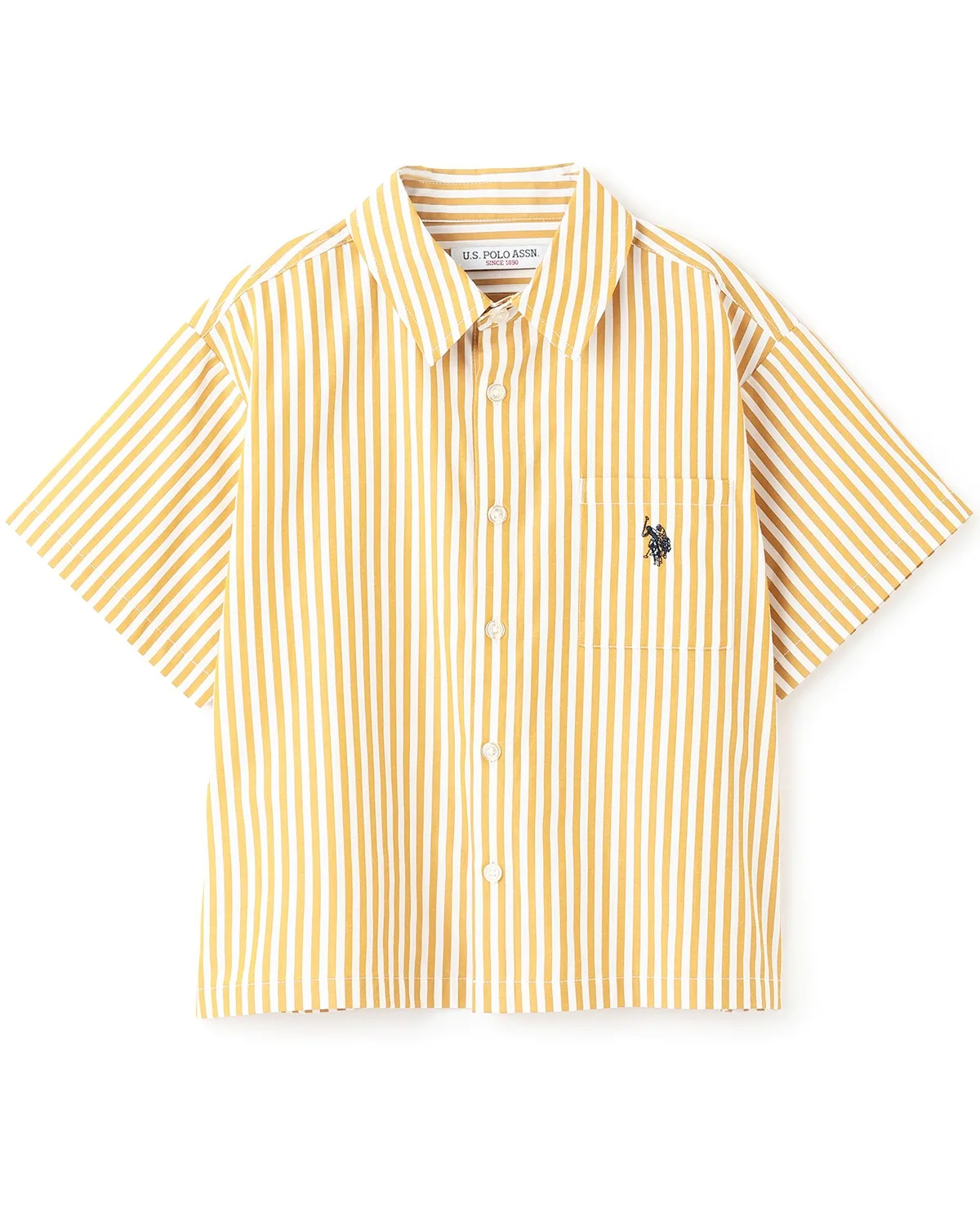 Детская рубашка с вышивкой b・ROOM U.S. POLO ASSN. бежевая — фото 2