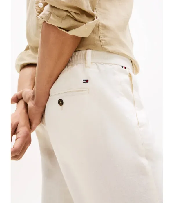 Льняные брюки-чиносы DENTON straight fit Tommy Hilfiger, экрю — фото 4