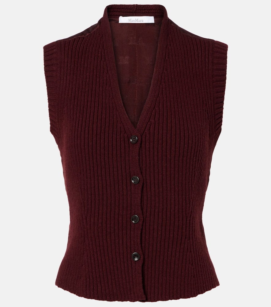 

Материнский жилет из смесовой шерсти и сатина с панелями Max Mara, Ciliegia