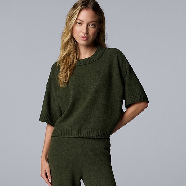 

Женский свитер с коротким рукавом из смесового кашемира Simply Vera Vera Wang, Midnight Army