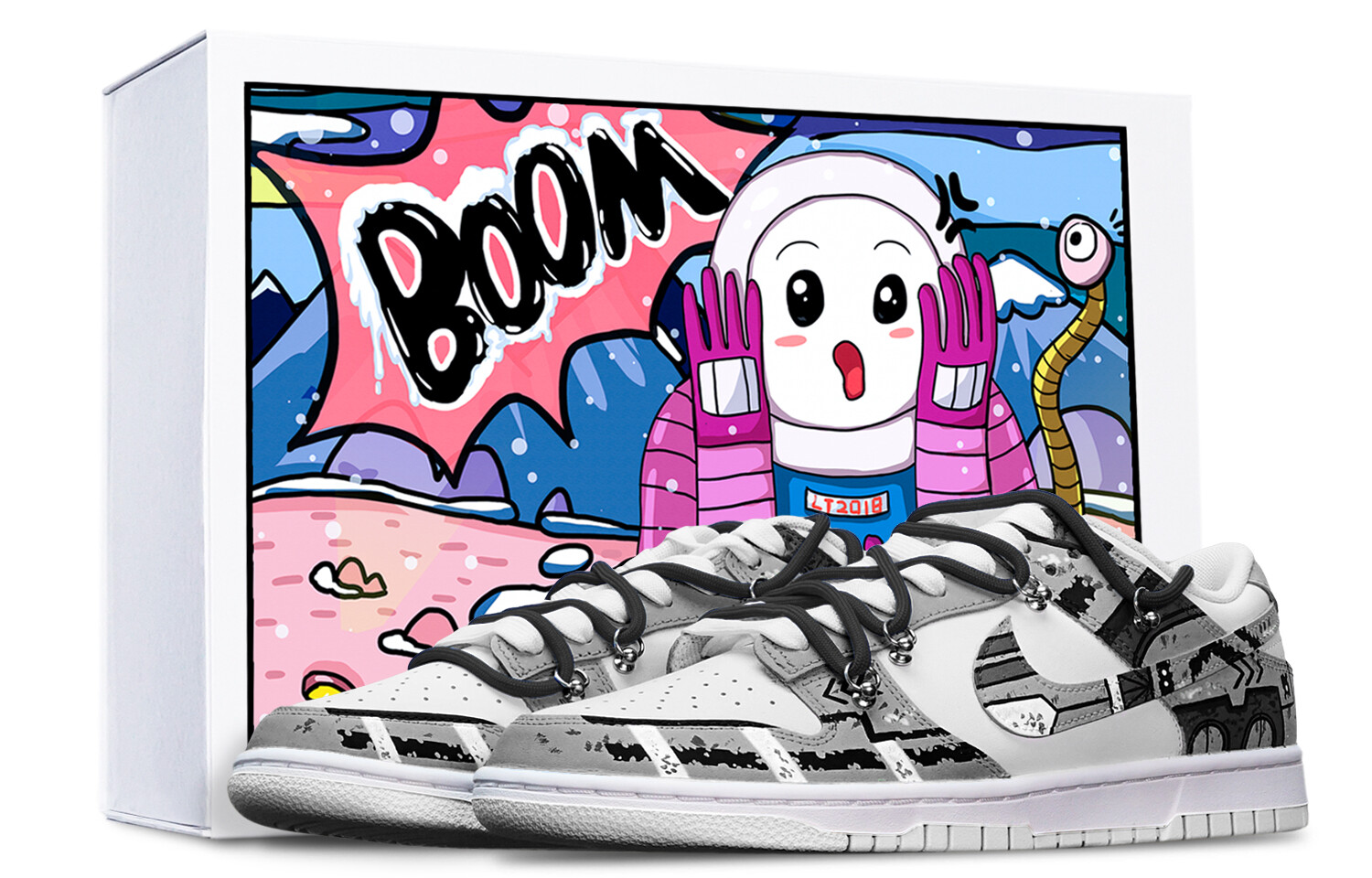 

Кроссовки Nike Dunk Skateboard Shoes Women's Low-Top Black White Gray