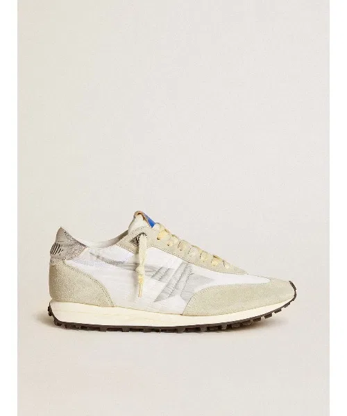 Мужские кроссовки Golden Goose Marathon с серебряной звездой белые