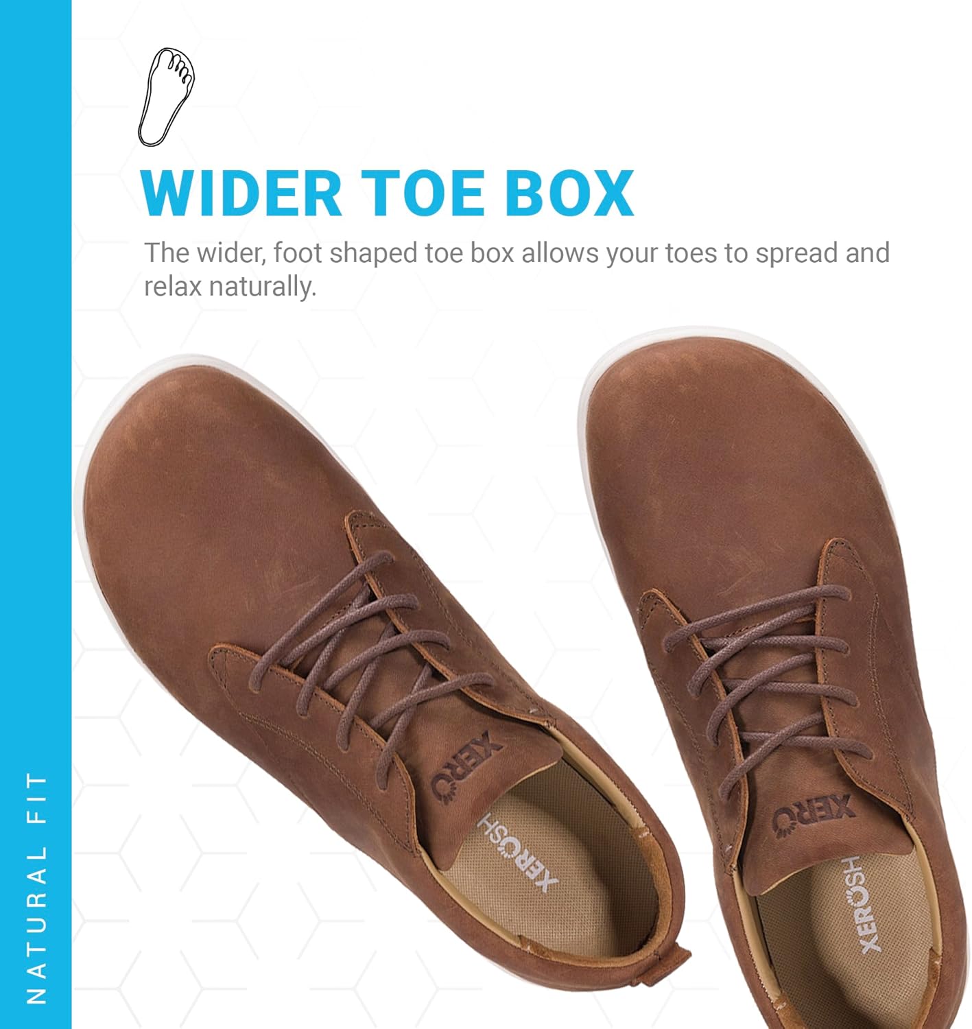 Мужские кожаные минималистичные повседневные туфли Xero Shoes Glenn, коричневый — фото 2