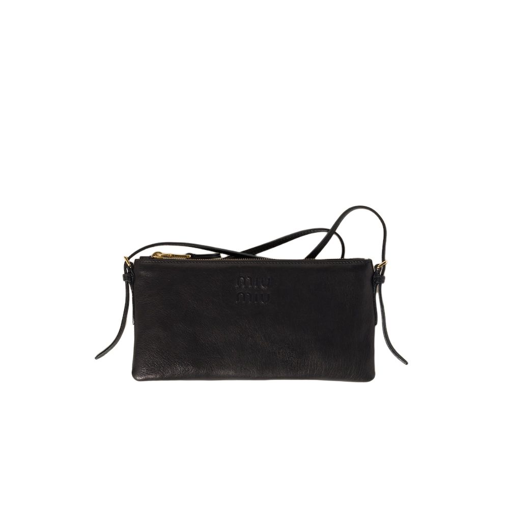 

MIU MIU Клатч из овчины, кросс-боди, мини-сумка через плечо женская black