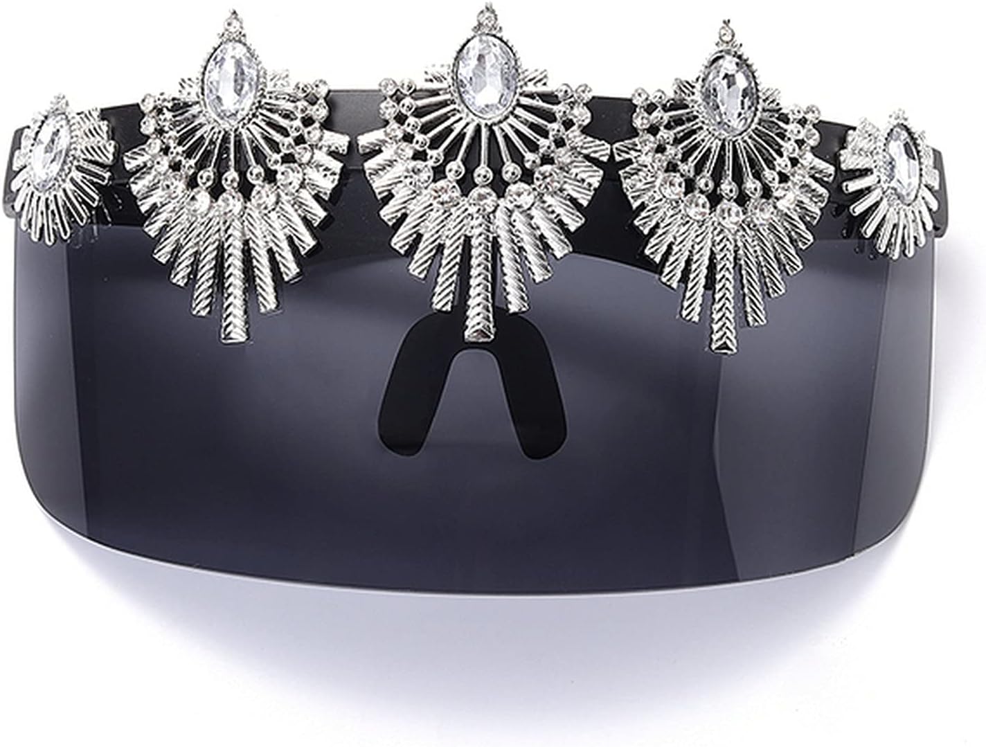 

COTIA Роскошные солнцезащитные очки-маска для женщин, цельные солнцезащитные очки с бриллиантами и стразами, мужские очки большого размера, защита от УФ-излучения UV400, Gray