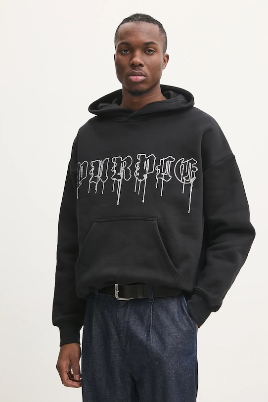 

Хлопковая толстовка HWT FLEECE PO HOODY Purple Brand, черный