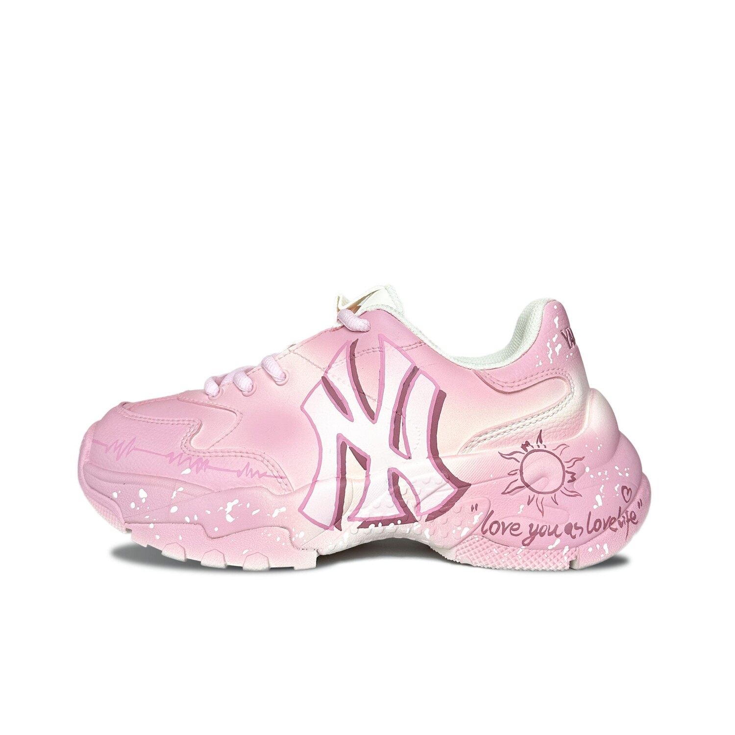 

Кроссовки MLB Big Ball Chunky Chunky Sneakers Unisex Low-top Pink Blue White, розовый