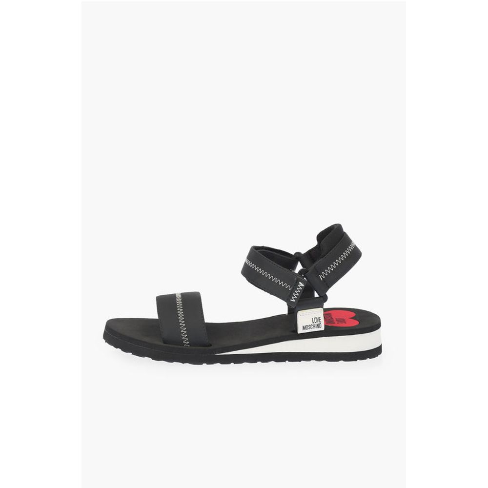 Сандалии LOVE EVA30 с узором «зигзаг» и застежкой на липучке Moschino, Black — фото 3