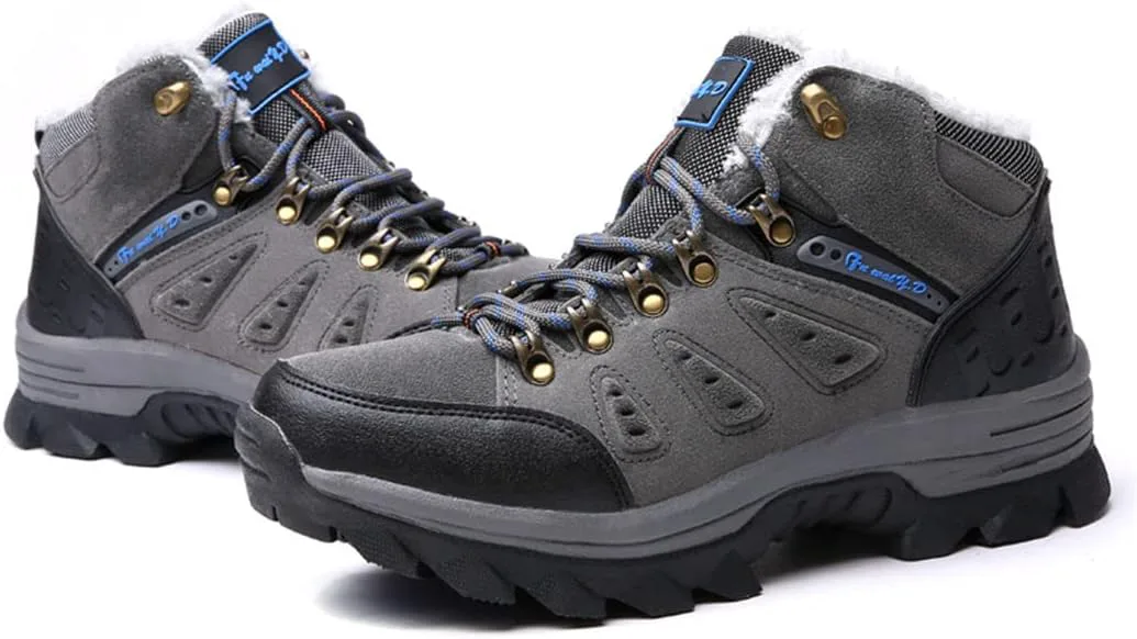 

Зимние мужские ботинки Kervaky с меховой подкладкой, утепленные, на шнуровке, противоскользящие, для зимнего туризма, серый