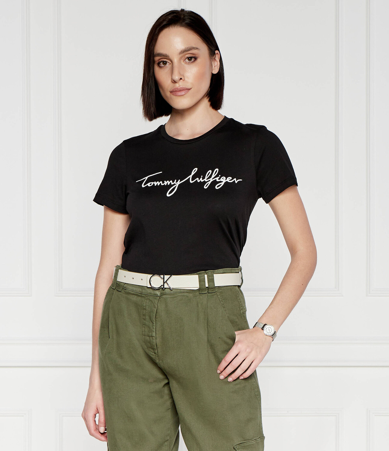 Футболка Tommy Hilfiger REG C-NK SIGNATURE Regular Fit, черный — фото 3