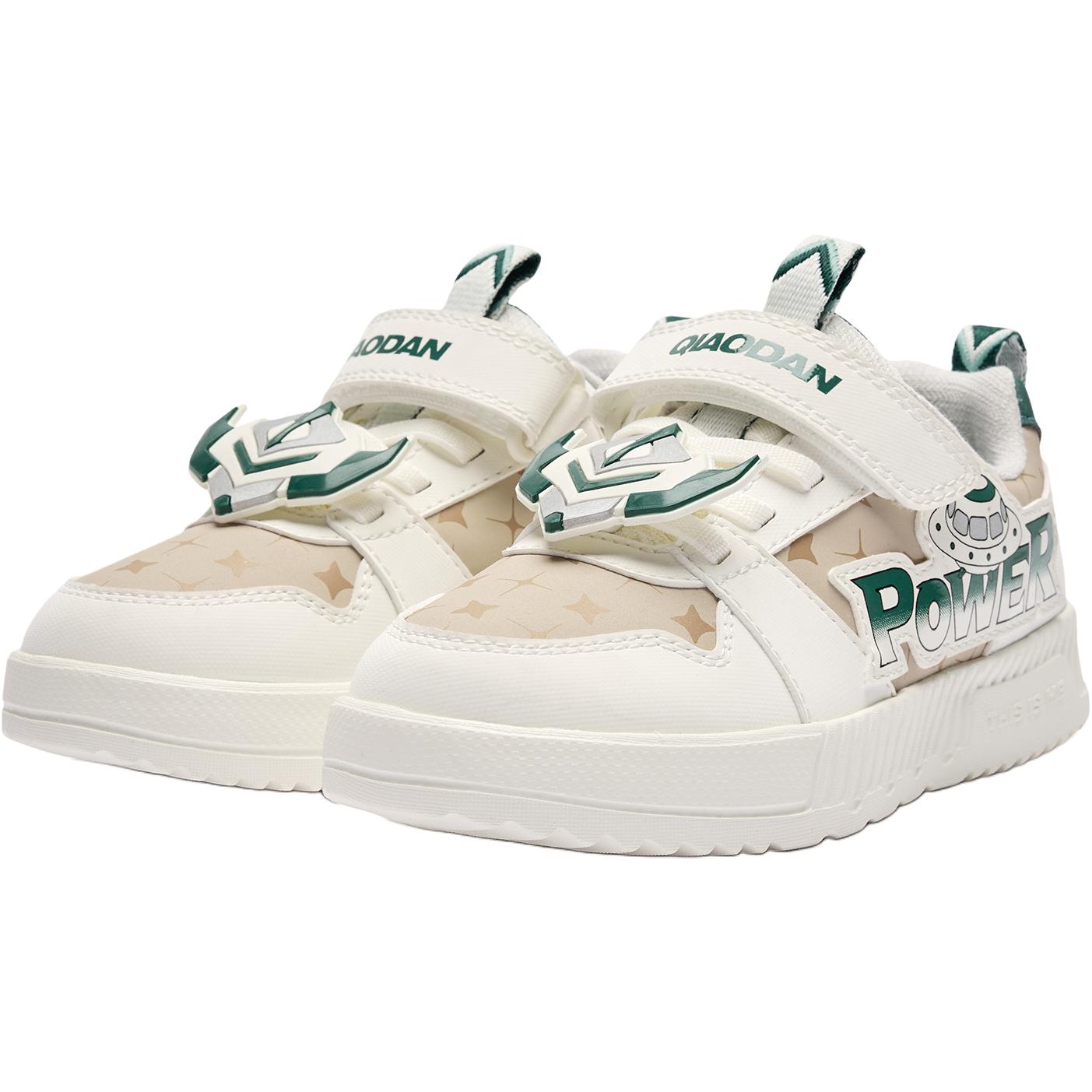 QIAODAN Скользостойкие износостойкие низкие детские скейтбординг кроссовки white green для детей 3-7 лет — фото 4