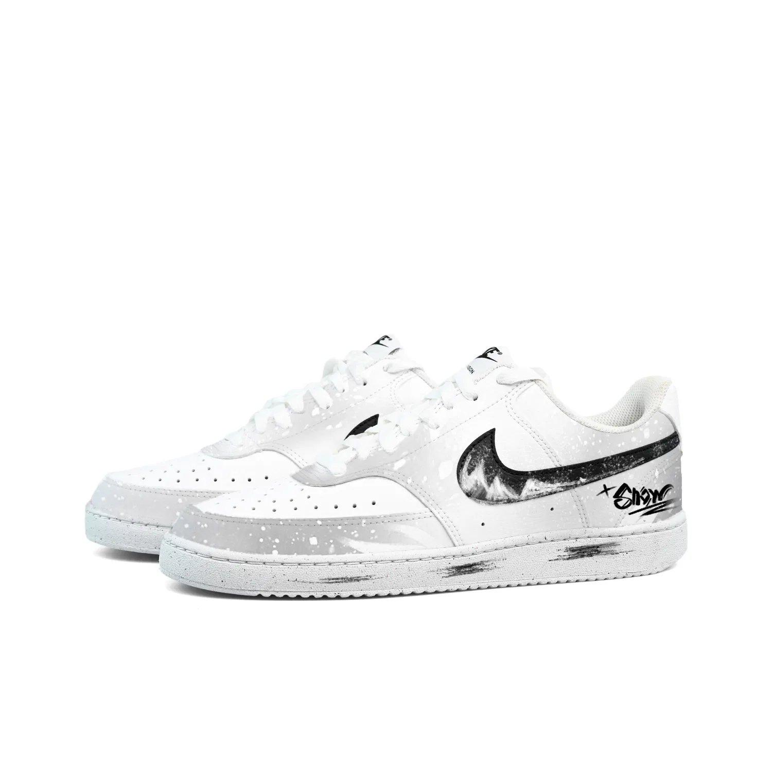 Кроссовки кожаные Nike Court Vision Low бело-черные — фото 4